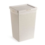 TATAY Bohol Laundry Basket with Lid, 60L Capacity, Polypropylene, BPA Free, 100% Recycled Plastic, Ecohome Beige, Dimensions: 41 x 33 x 50 cm