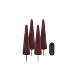 Gaveeske M. Pigg, Fjernkontroll, Led-søylelys 4-pack, Wine Red