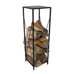 Range bûche intérieur colonne - étagère à bois de chauffage acier - porte bûche 