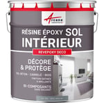 Peinture Sol - Résine Epoxy : Peinture pour Sol salon, cuisine, salle de bains - Effet Miroir - revepoxy deco - 1 kg (jusqu'à 5 m² en 2 couches) Gris