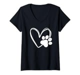 Womens Dog Paw Heart Baby Dogs - Dog Paws Hearts Dog Paw Print V-Neck T-Shirt