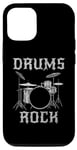 Coque pour iPhone 12/12 Pro Batterie Rock, batteur fête des pères musicien rock Goth