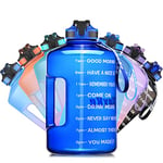 SLUXKE 3.78L/2.2L Water Bottle Motivational Sports Water Bottle with Time Marker, BPA Free, Leakproof, Resuable Large Fitness Water Jug for Gym, Training, Hiking, Travel, Office,School