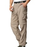 Jessie Kidden Mens Hiking Cargo Trousers Convertible Quick Dry Lightweight Zip Off Outdoor Fishing Travel Safari Walking Pants #225 Khaki-XL 38