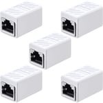 5 Pieces RJ45 Coupler, Ethernet Extension Adapter Network Connector for Cat7/Cat6/Cat5e/Cat5 Ethernet Network Cable Coupler Female to Female (White)