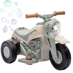 AIYAPLAY Moto électrique Enfants, 3 Roues, 6 V, 3 km/h, Voiture électrique Enfants avec Fonction de Bulles, Effets Lumineux et sonores, Moto Enfant de 2 à 5 Ans, Charge Max. 30 kg, Blanc crème