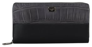 DOLCE & GABBANA Wallet Exotic Leather Black Zip Around Continental Clutch