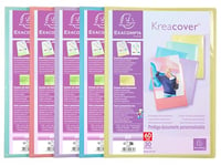 Exacompta - Réf. 5839E - Carton de 10 Protège-documents personnalisable Kreacover Pastel - 30 pochettes cristal lisse - 60 vues - pour A4 - dim 24x32cm - couverture en polypro semi-rigide