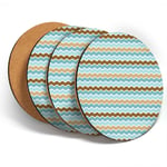 4 x Coasters  - Blue Wave Pattern Boys Kids Cool  #44401