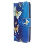 Samsung Galaxy A12 / M12 Case, Magnetic PU Leather Flip Folio Wallet Phone Cover Soft TPU Shockproof Bumper Protective Case for Samsung A12 / M12 with ID Holder Card Slots Stand - Golden Butterfly