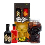 Dead Mans Fingers Rum Gift Set - Spiced Rum, Cherry Flavoured Rum, Mini Alcohol Bottles x2 5cl with Skull Glass - Rum Miniatures Birthday Gifts for Men, Boyfriend Dad Gifts, Drinks for Christmas