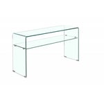 Meubletmoi - Console rectangulaire l. 100 cm verre trempé et étagère vitrée - ice