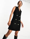 French Connection Womens sleeveless button front blazer mini dress in black - Size 10 UK