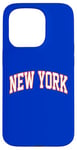 Coque pour iPhone 15 Pro Retro New York Hommes NY Bleu Orange Femmes Vintage NY Blanc Tee