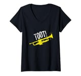 Womens “TOOT!” Get Humour for Trumpet Player A Funny Trumpet V-Neck T-Shirt