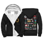 WellWellWell Friends TV Series Men's Fleece Zipper Hoodie Sherpajong Lined Customized Plus Velvet Hooded Jacket with Pockets white xl