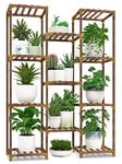 HOMKIRT Support de plantes pour intérieur et extérieur, étagère renforcée à 11 niveaux pour plusieurs plantes, grand support de plantes en bois, étagères de jardin, support de fleurs pour salon,