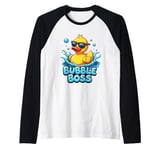 Cool Rubber Duck Bubble Boss Funny Bath Time Raglan Baseball Tee