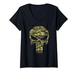 Marvel The Punisher Camo Skull Symbol T-Shirt avec Col en V