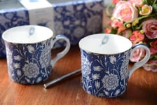 V&A Set of 2 William Morris - Wild Tulip Fine Bone China Mugs, 230 ml 8 fl oz