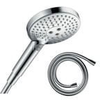 Pommeau de douche HANSGROHE Raindance Select S EcoSmart 120 3 jets chromé + flexible de douche 1,60 m HANSGROHE Isiflex chromé