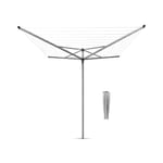 Brabantia Topspinner Large Rotary Washing Line with Metal Ground Spike, Metallic Grey, 60 M, 45 mm