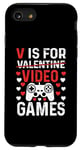 Coque pour iPhone SE (2020) / 7 / 8 V est pour les jeux vidéo, la Saint-Valentin, Funny Gamer, pour hommes et garçons