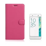 Sony Mankel Xperia XA Ultra PU Nahkakotelo Läpällä - Kuuma Pinkki