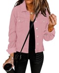 Vetinee Pink Denim Jacket Pink Lady Jacket Summer Jackets for Women Womens Spring Jackets Pink Jacket for Women Casual Jackets for Women Uk Pink Size Large Fits UK Size 16 to UK Size 18