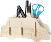 Pebaro 477/4 Kit de Construction découpé au Laser, Porte-Stylo, Voiture de Police, 3D, Bricolage, Puzzle, Plaque en Bois prédécoupée, avec Papier émeri, éclater, emboîter, prêt, idée Cadeau