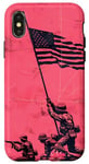 Coque pour iPhone X/XS Rose Pop Art Floral Iwo Jima Drapeau Américain Levage