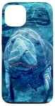 Coque pour iPhone 13 Save The Manatee Crystal River FL Bleu abstrait rayé