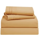 Clara Clark Bed Sheets, Premier 1800 Series 4 Piece Bed Sheet Set, Deep Pocket, Wrinkle, Fade, Stain Resistant, Luxury Soft Bedding Sheets & Pillowcases, Queen, Apricot Orange