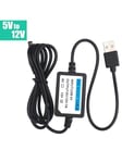 USB-DC-virtalaturin kaapeli 5V - 12V Boost-kaapeli Muunnin USB-DC 5,5*2,1mm Jack Step Up -sovitinkaapeli Wi-Fi-reitittimelle Minituulettimen kaiutin-musta