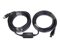 PremiumCord Câble d'Extension USB Actif avec Répéteur 15 m, USB A Mâle vers B Mâle, Câble USB 2.0 Haut Débit, 2X Blindé, AWG20/28, Couleur Noir, Longueur 15 m