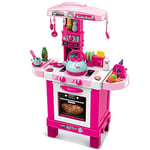 BAKAJI- Cuisine Jouet Enfants lumières Sons et Bouilloire Fonctionnelle 29 Accessoires Rose, 8051739529487, 87 x 64 x 29 cm