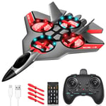 JONRRYIN Avion Télécommandé, 2,4 GHz Avion RC avec LED, Avion Radiocommandé pour Enfants avec Gyroscopique à 6 Axes, Planeur Volant Jouet pour Enfants Adult Anniversaire Noël Fête Cadeaux (Gris)