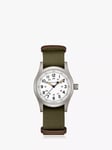 Hamilton H69439411 Men's Khaki Field Mechanical Nato Fabric Strap Watch, Green/White