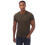 Superdry Mens Vintage Logo Embroidered T-Shirt in Khaki material_cotton - Size Small