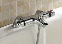 Bathroom Thermostatic Bath Filler Taps Shower Bar Mixer Valve Deck Mounted Brass