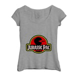 T-Shirt Femme Col Echancré Game Of Geek Jurassic Pac Jurassic Parc Pac Man Humour