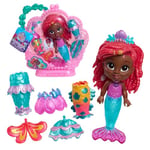 Just Play Poupée Ariel avec nageoire de Disney Junior avec Accessoires, 9 Accessoires, Jeux d’Imitation, Jouets pour Enfants de 3 Ans et Plus