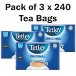 Tetley Original Rich Fresh Natural Drink Classic Black Tea Bags -Pack of 3 x 240