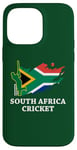 Coque pour iPhone 14 Pro Max Couleurs du drapeau sud-africain Cricket Afrique du Sud