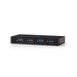 Nedis USB Hub, 4x USB-A, med ekstern strømforsyning - Svart