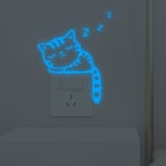 Söt kreativ kattunge katt lysande noctilucent glöd strömbrytare väggdekal