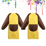 2 Pcs Tablier Peinture Enfant, Tablier Manches Longues Enfant avec Poche, Blouse Peinture Imperméable Enfant 3 à12 Ans, Tablier d'Artiste Ajustable, Tabliers Garçon Filles DIY École Cuisine (Jaune)