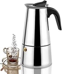 CHAOJIA Classic Stainless Steel Stovetop Espresso Maker, Classic Italian Coffee Maker Moka Pot, Classic 300ml/6 Cup (Espresso Cup=50ml) Espresso Pot
