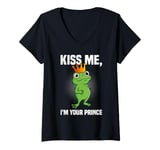 Womens Carnival Frog KISS ME I'M YOUR PRINCE Funny Carnival V-Neck T-Shirt