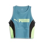 PUMA Fit Eversculpt Tank Haut Court Femme, Bleu Vif-Vert Vitesse, M